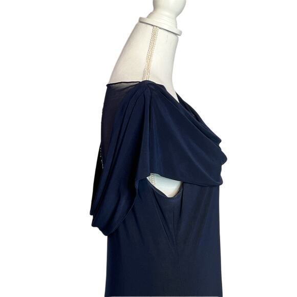Patra Navy Formal Sleeveless A-line Floor Length Gown Size 14 - Picture 4 of 12